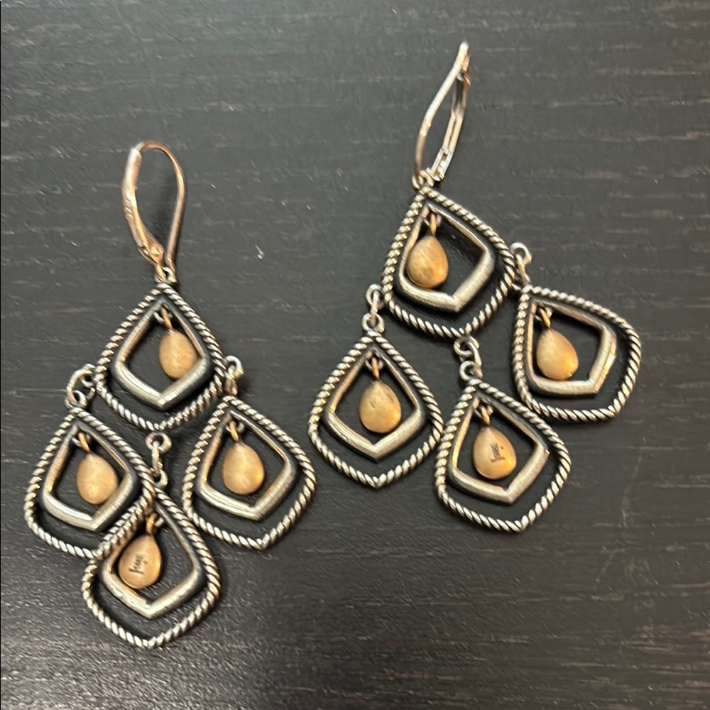 Brighton Elegant Gold and Silver Chandelier Earrings